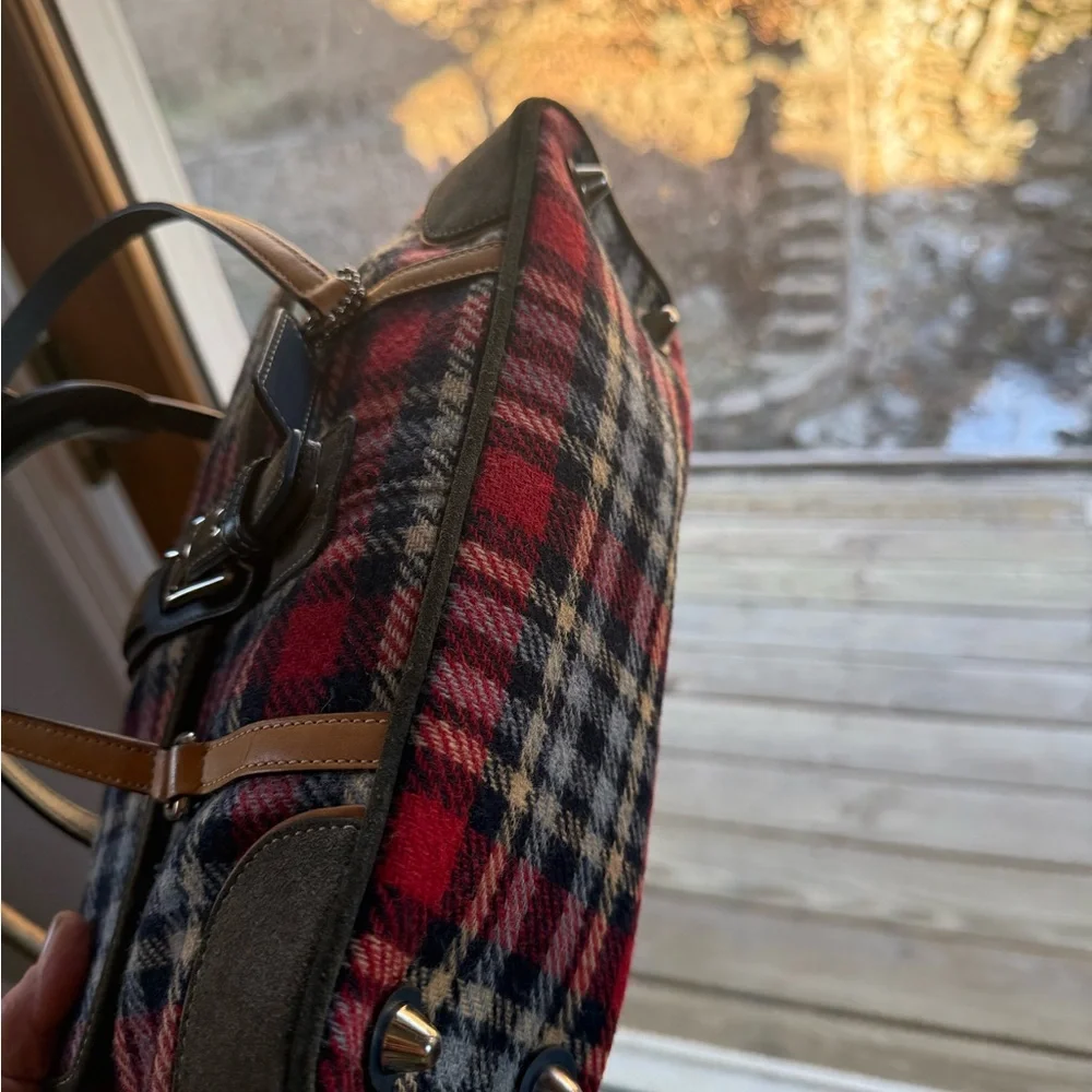 Coach‎ Vintage Plaid Wool Leather Satchel-vintage dust bag included